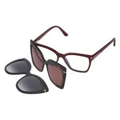 Tom Ford 53MM Fuso Blue Block Square Convertible Clip Sunglasses