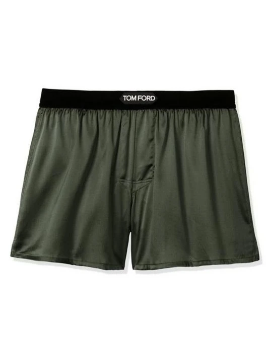Tom Ford Stretch-Silk Logo Boxer Shorts For Men Olive Green 1 Tom Ford Stretch-Silk Logo Boxer Shorts For Men Olive Green