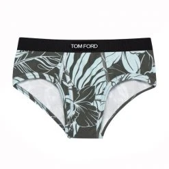 Tom Ford Logo Waistband Aqua Briefs For Men