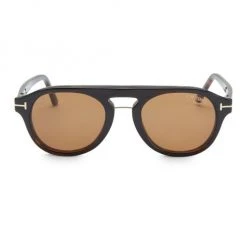 Tom Ford 49MM Soft Round Blue Block Optical Glasses With Sun Clip